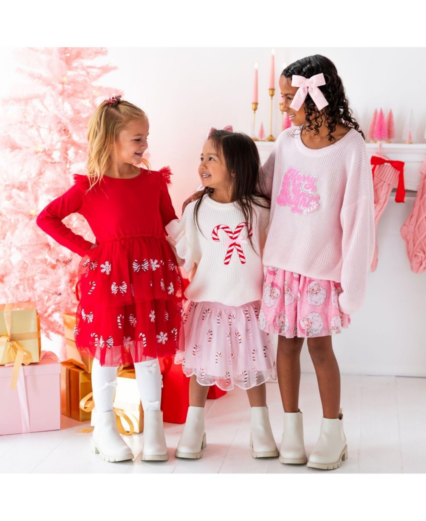 Свитер Sweet Wink Merry and Bright Patch Crewneck Long-Sleeve для девочек, цвет: Светлый розовый — фото 5