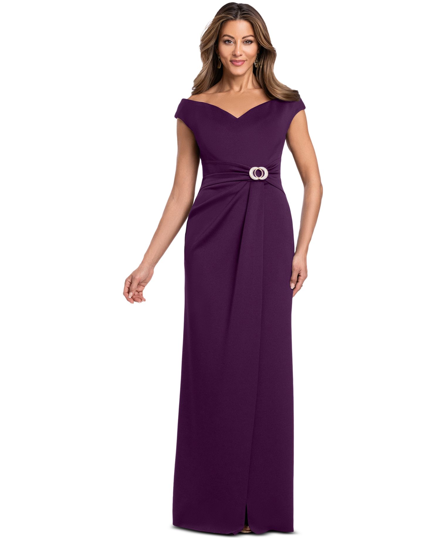 Petite Off-The-Shoulder Gown Dress