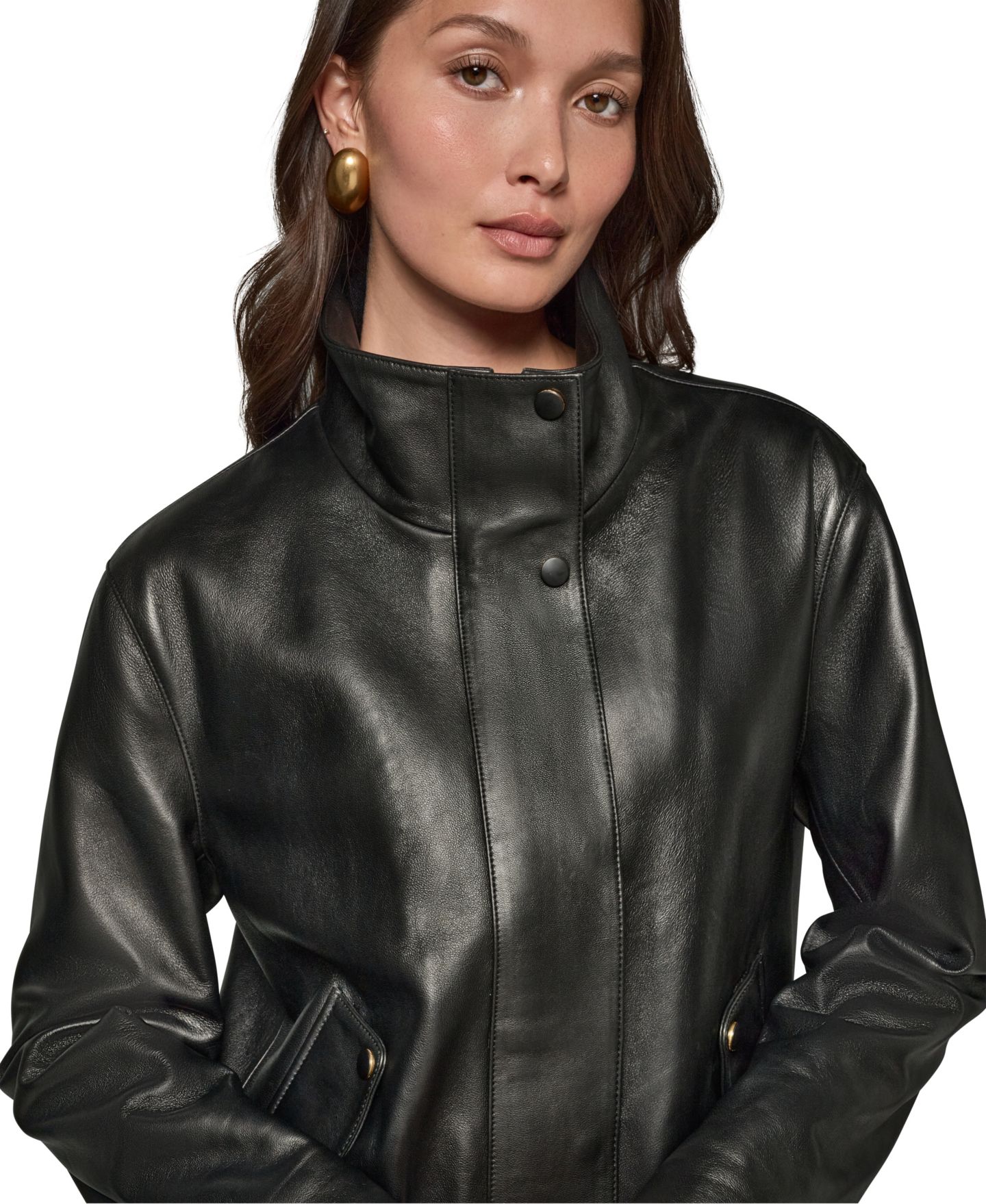 Женская куртка Donna Karan New York High-Collar, цвет: Чёрный — фото 3