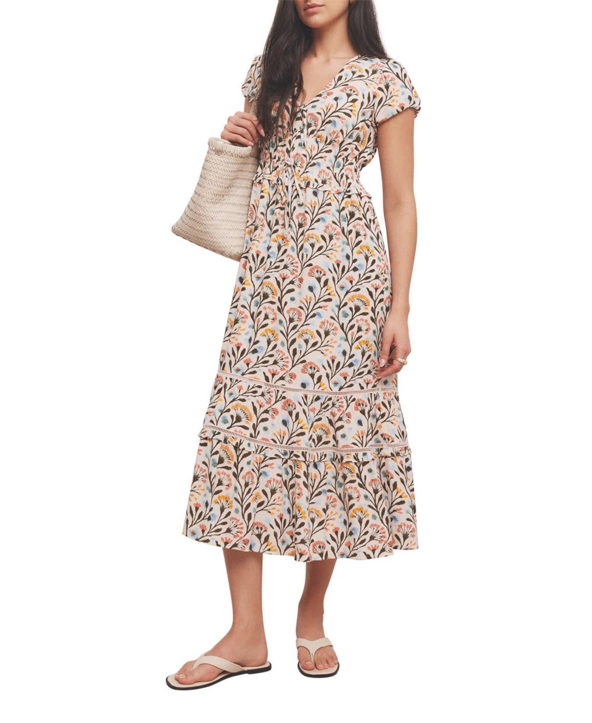 Mint Velvet Women's V-Neck Short-Sleeve Floral-Print Dress