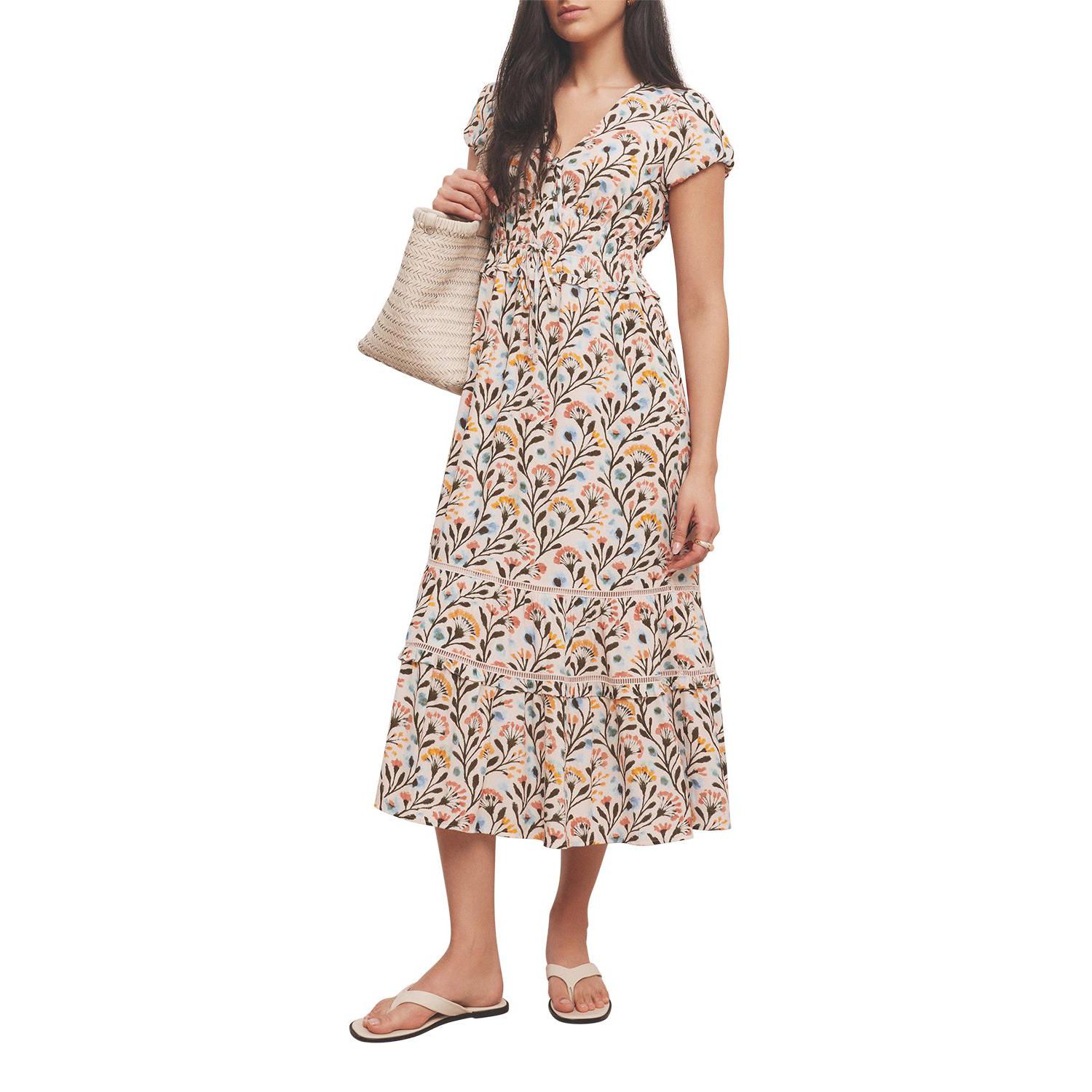 Women's Floral Print V-Neck Midi Dress