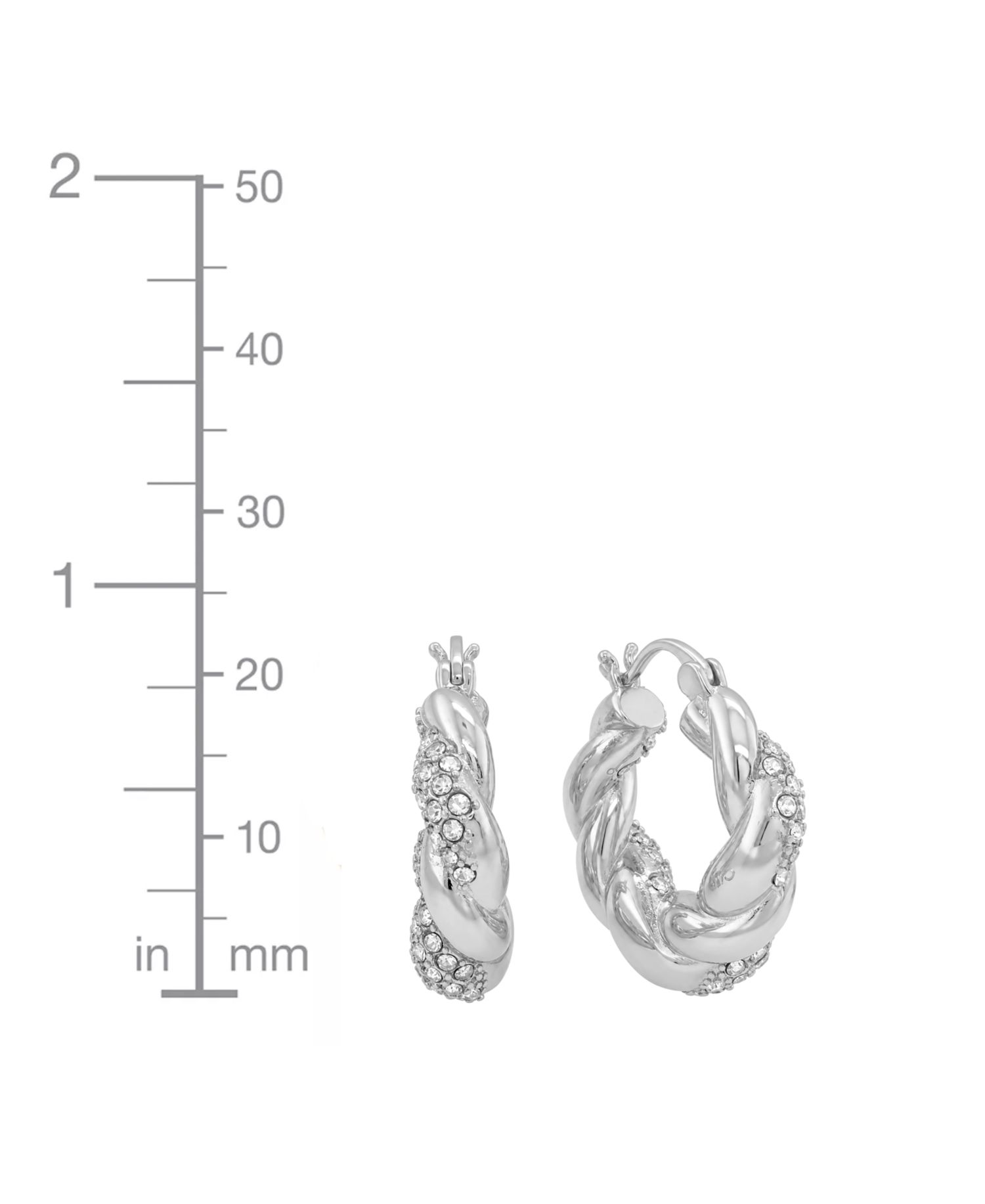 Women's Crystal Twist Puff Hoop Earring