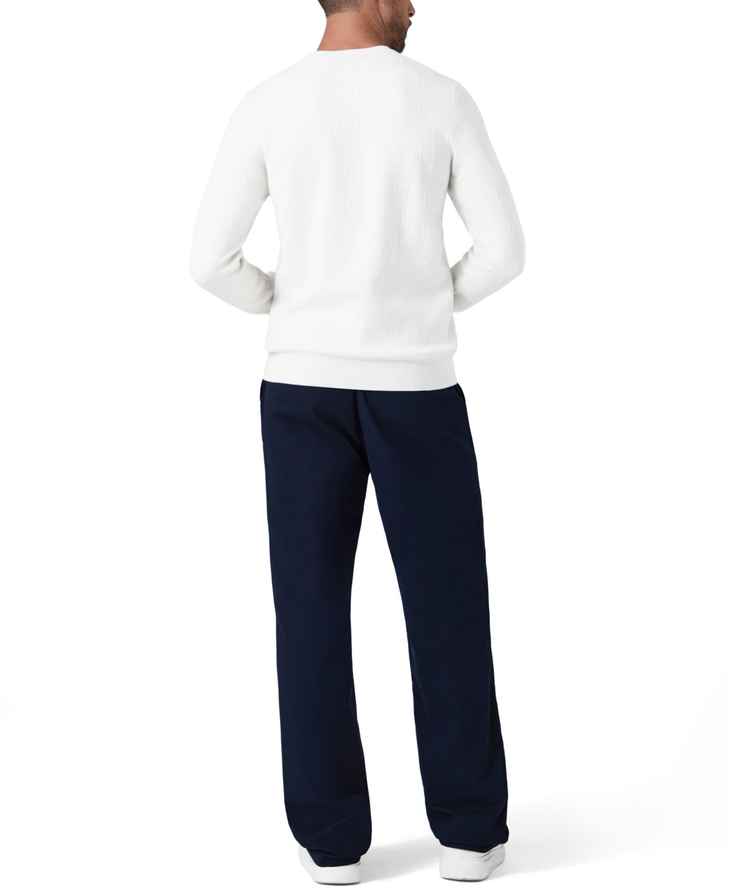 Men's Nestor Allover Tonal Monogram Long-Sleeve Crewneck Sweater