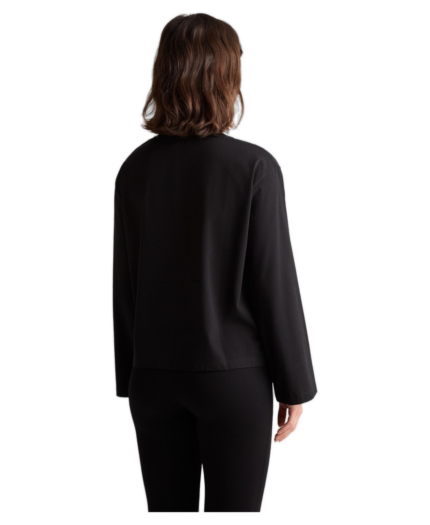 Women's Thir Boxy Chest-Pocket Cotton-Blend Long-Sleeve Top