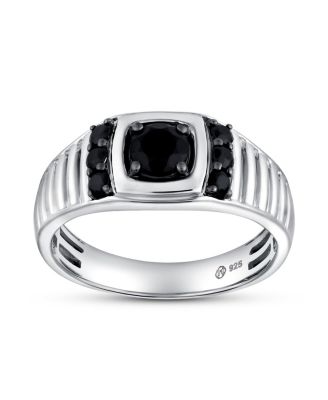 Men's Shin Black Spinel Cushion Halo Ring