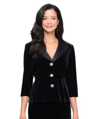Women's Velvet 3/4-Sleeve Peplum Blouse