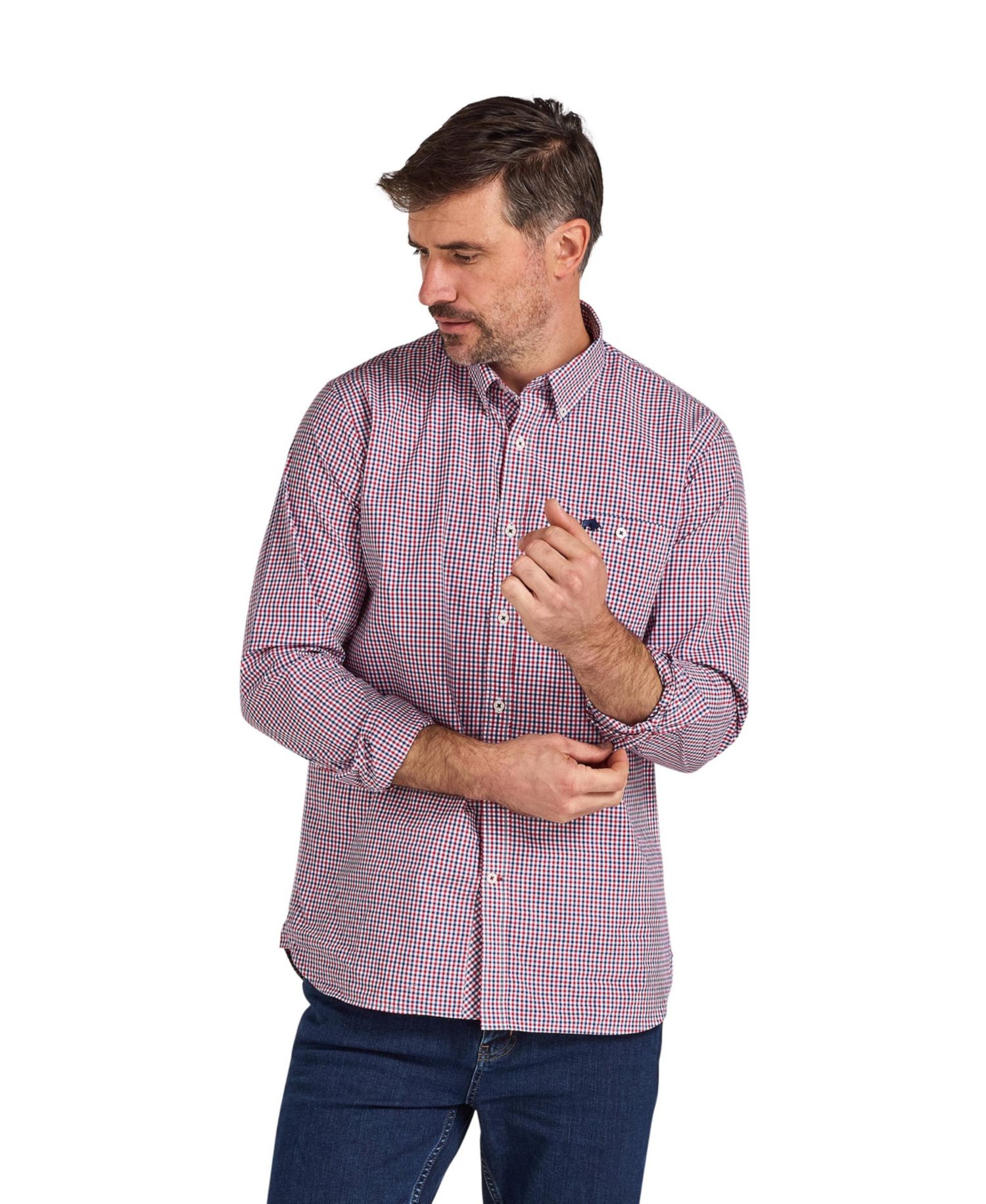 Men's Check Long Sleeve Collared Shirt