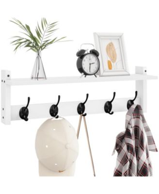 24" Coat Rack Wall Mount Hooks Wooden Hanger Entryway Bathroom Hardware
