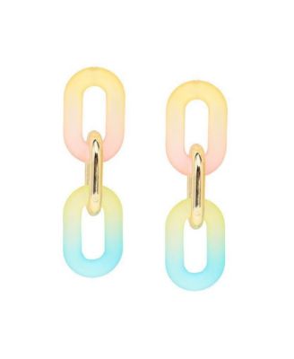 Gold-Tone Multicolor Ombre Chainlink Drop Earrings