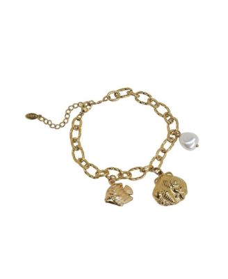 Women's Gold-Tone Faux Pearl Charm Bracelet