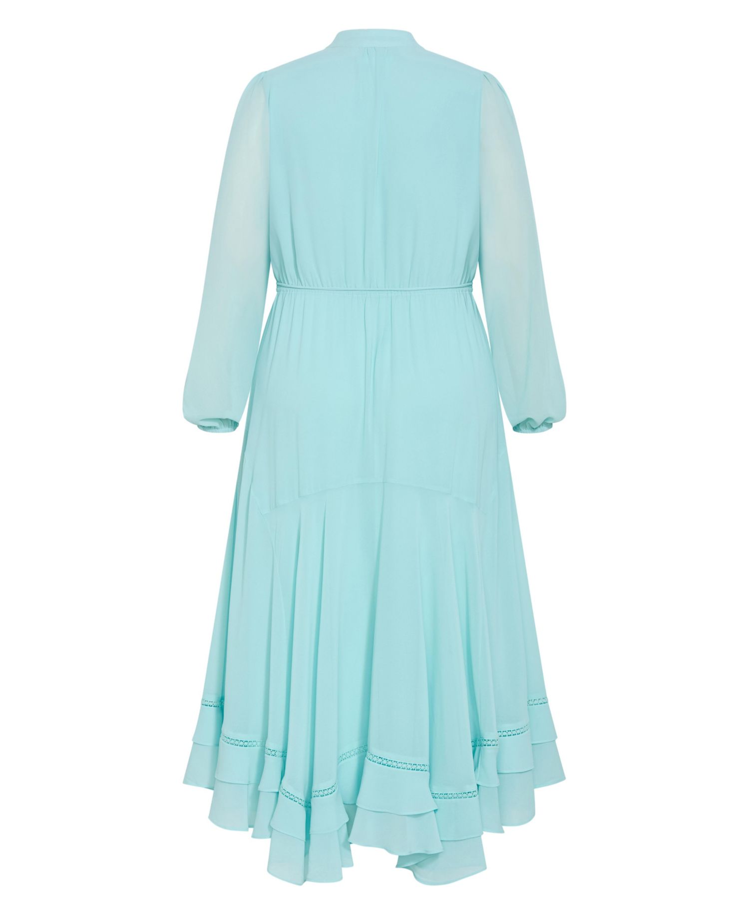 Plus Size Yasmin Long-Sleeve Chiffon Ruffle Maxi Dress