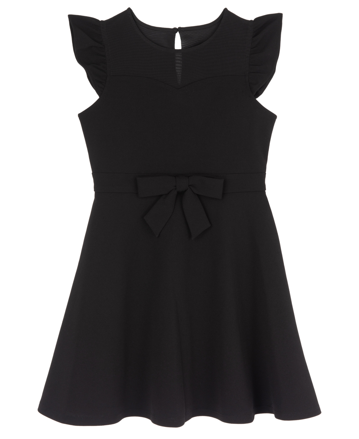 Rare Editions Girls' 4-16 Scuba Crepe Flutter-Sleeve Illusion Sweetheart Neckline Dress