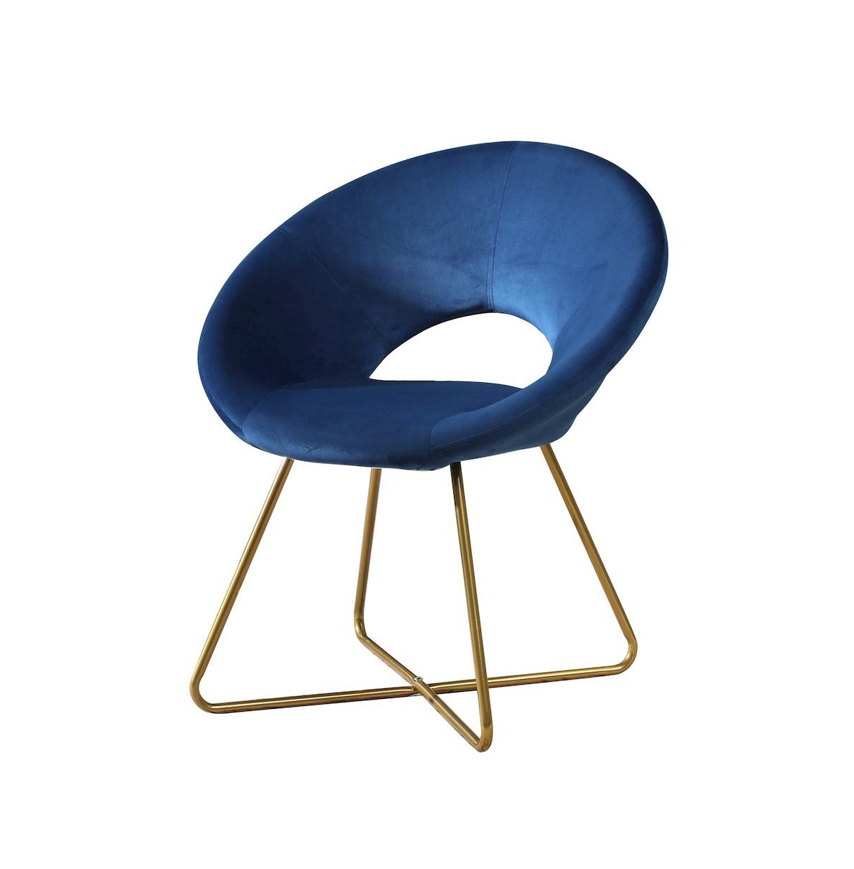 Roundhill Furniture Slatina Velvet Upholstered Accent Chair with Gold Tone Finished Base - Blue