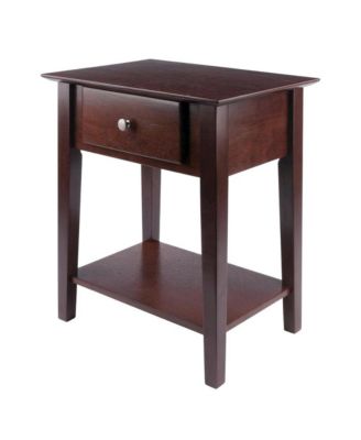 Antique Walnut Night Stand with Drawer Solid Composite Wood Storage
