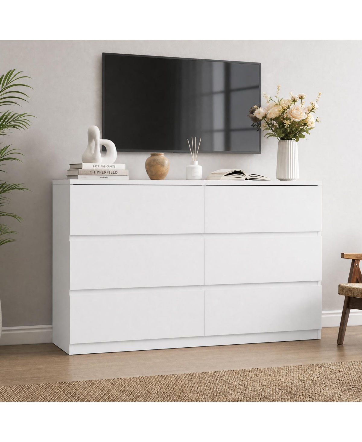 gaomon 6-Drawer Chest of Drawers, 47" Engineered Wood Dresser with Handle-Free Design and Anti-Tip Safety Kit, for Bedroom