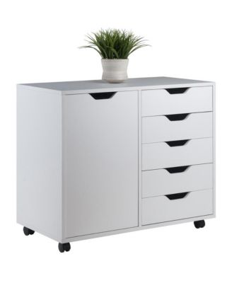 Composite Wood Office Storage Cabinet with Drawers and Locking Casters