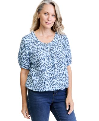 Women's Printed Cotton Gauze Bubble Top