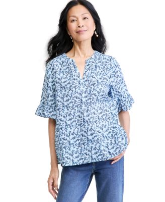Women's Printed Ruffle Sleeve Top