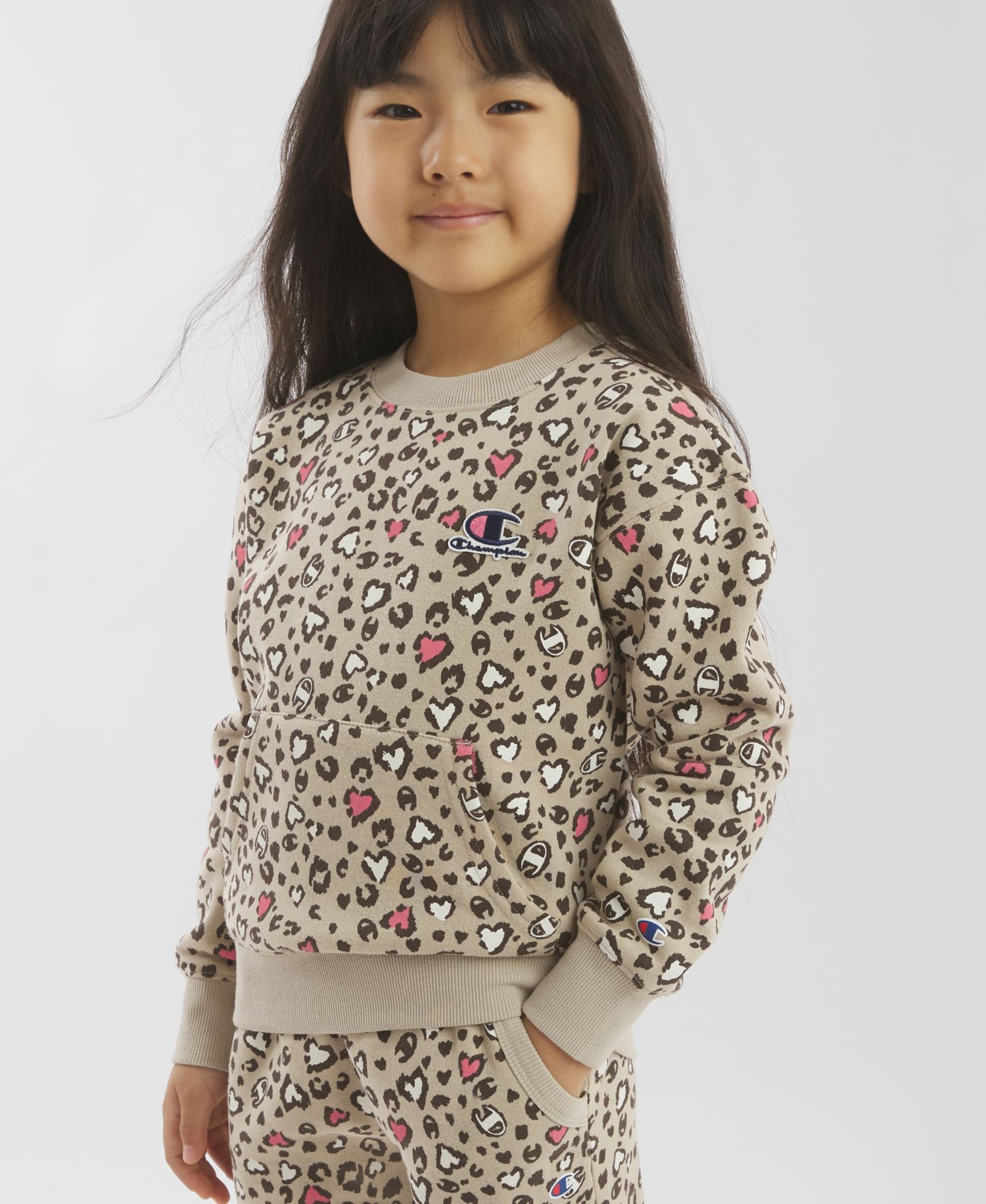 Girls' 4-6X Leopard-Print Sweatshirt and Joggers, 2-Piece Set