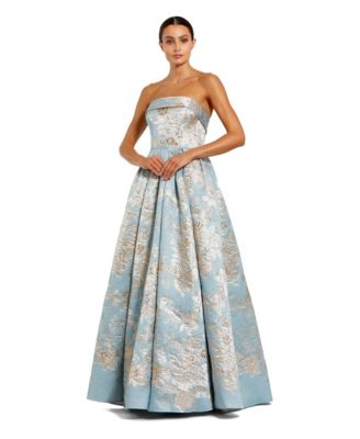 Petite Strapless Floral Ball Gown Dress