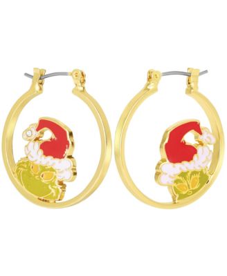 Gold-Tone Crystal The Grinch Mismatched Hoop Earrings