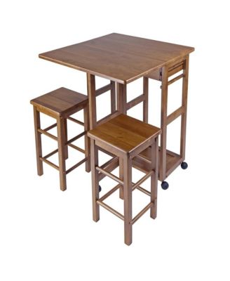 Teak Folding Dining Table Set - Space-Saving Drop Leaf Table and Chairs