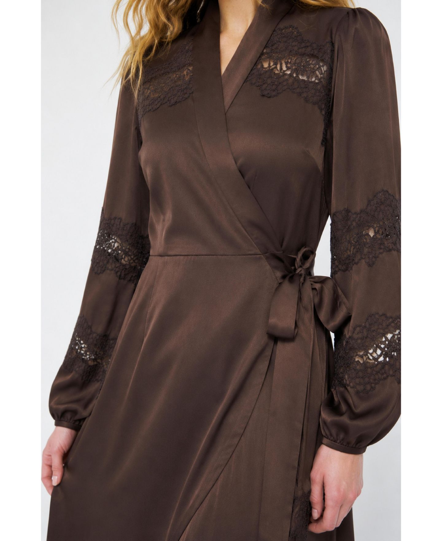 Женское платье CRAS Laralil Long-Sleeve Lace Midi Wrap — фото 7