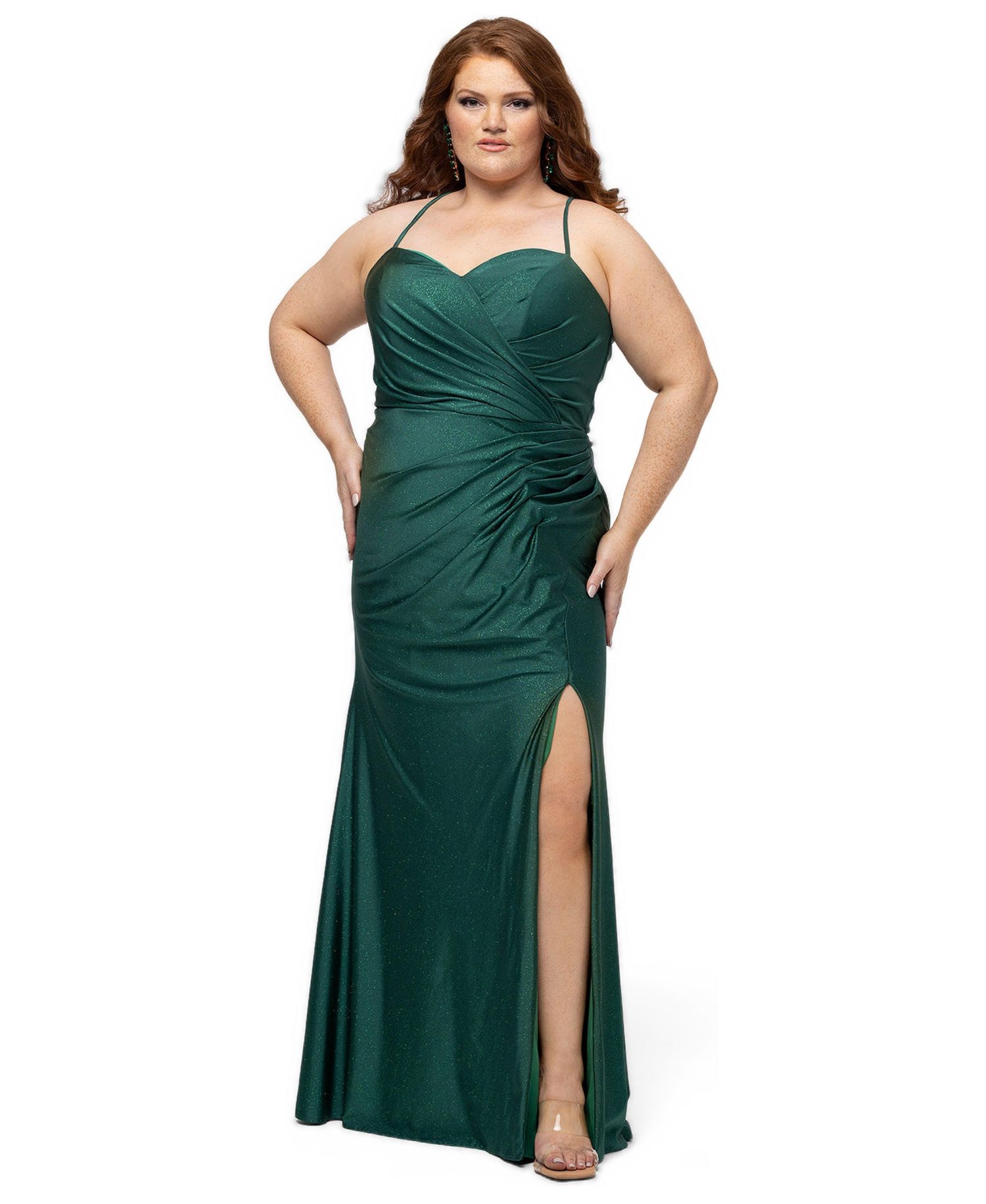 Plus Size Scene Changer Fitted Sparkly Sweetheart Neck Gown