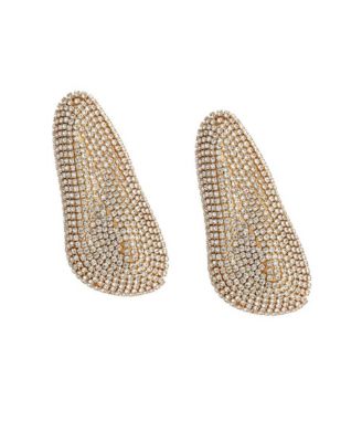 Gold-Tone Crystal Statement Leaf Stud Earrings
