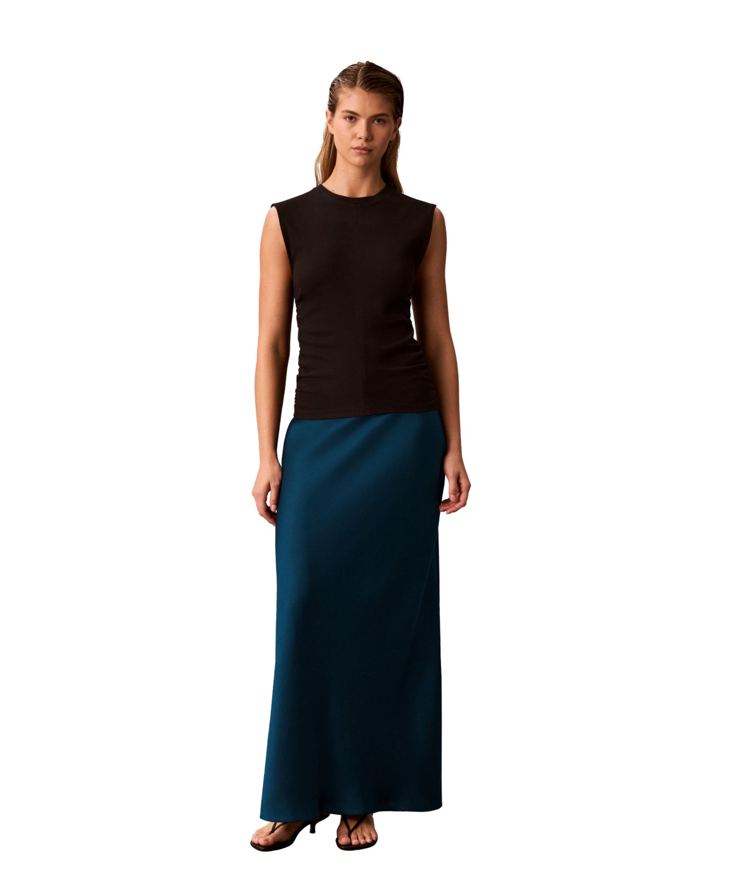 Petite Pull-On Satin Maxi Skirt