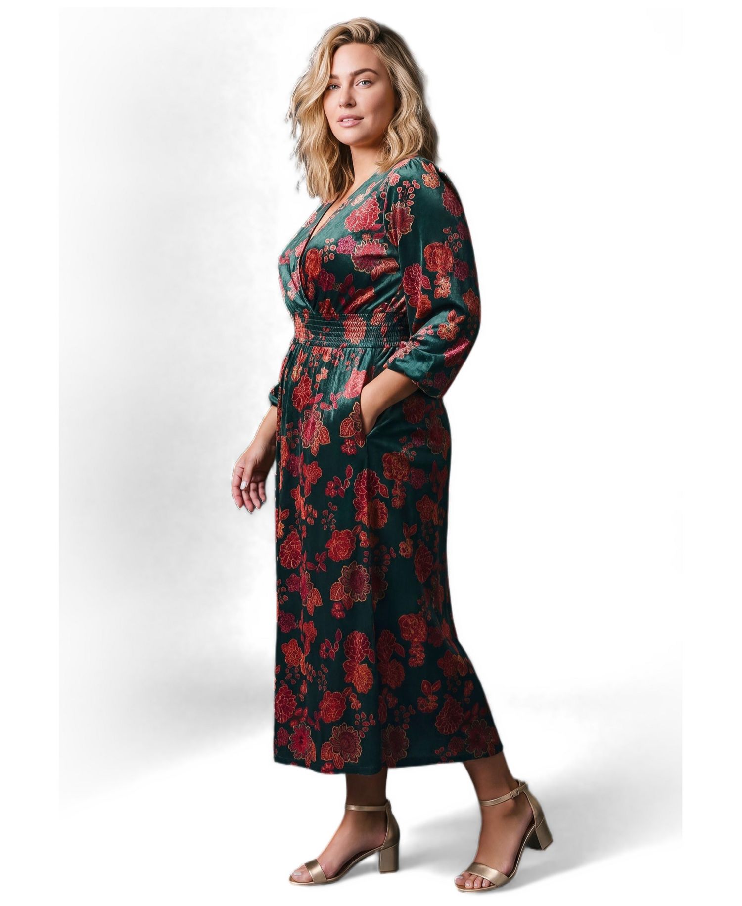 Plus Size Adia Velvet Maxi Surplice V-Neck Dress