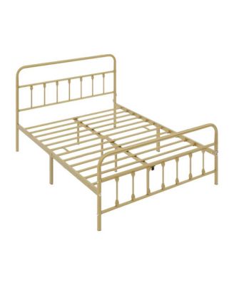 Platform Bed with Metal Headboard and Footboard
