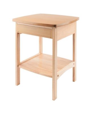 Mid Century Nightstand In Solid Wood Natural Finish With Drawer And Shelf
