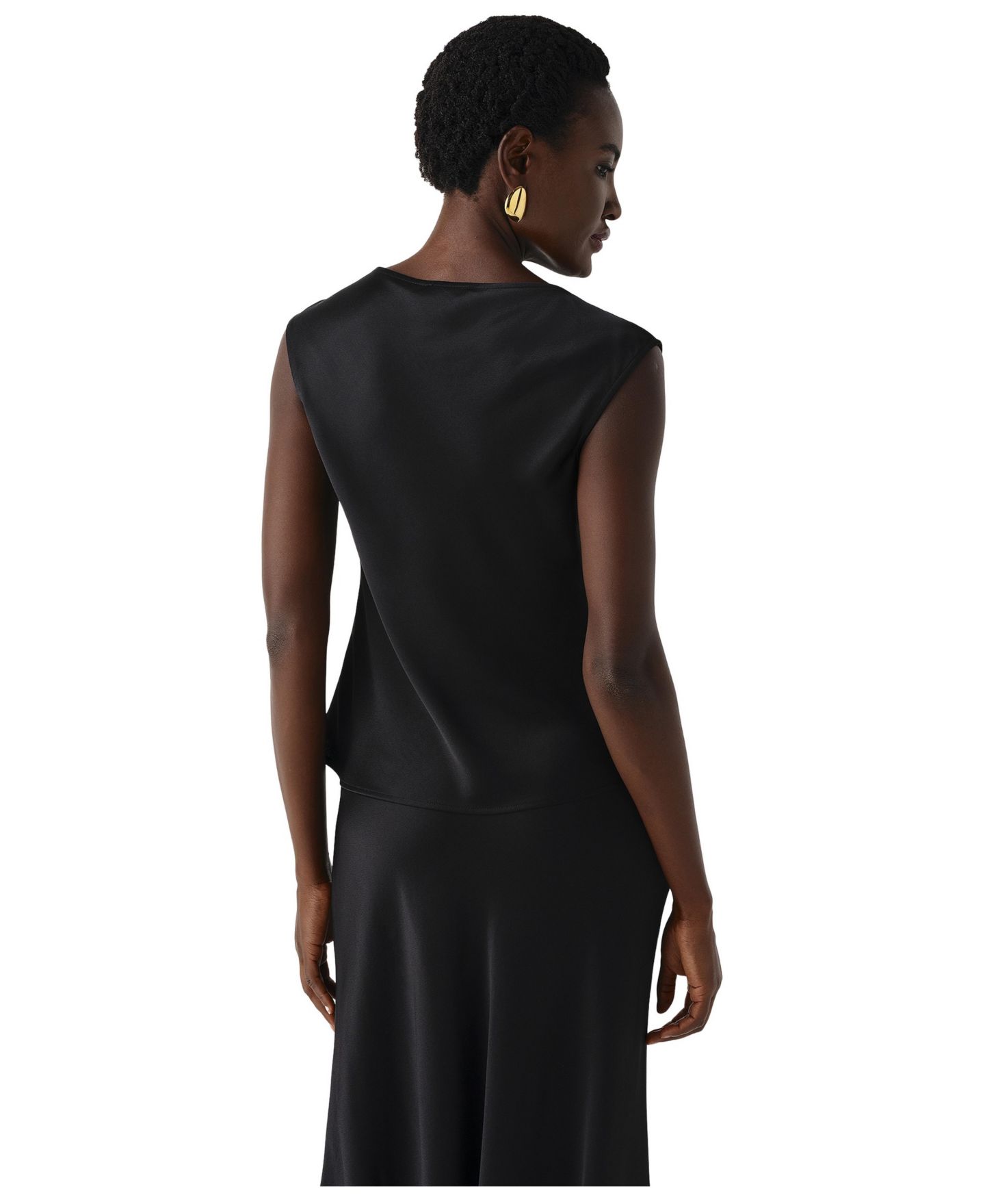 Женский топ Ghost London Aila Satin Cowl Neck Sleeveless, цвет: Чёрный — фото 3