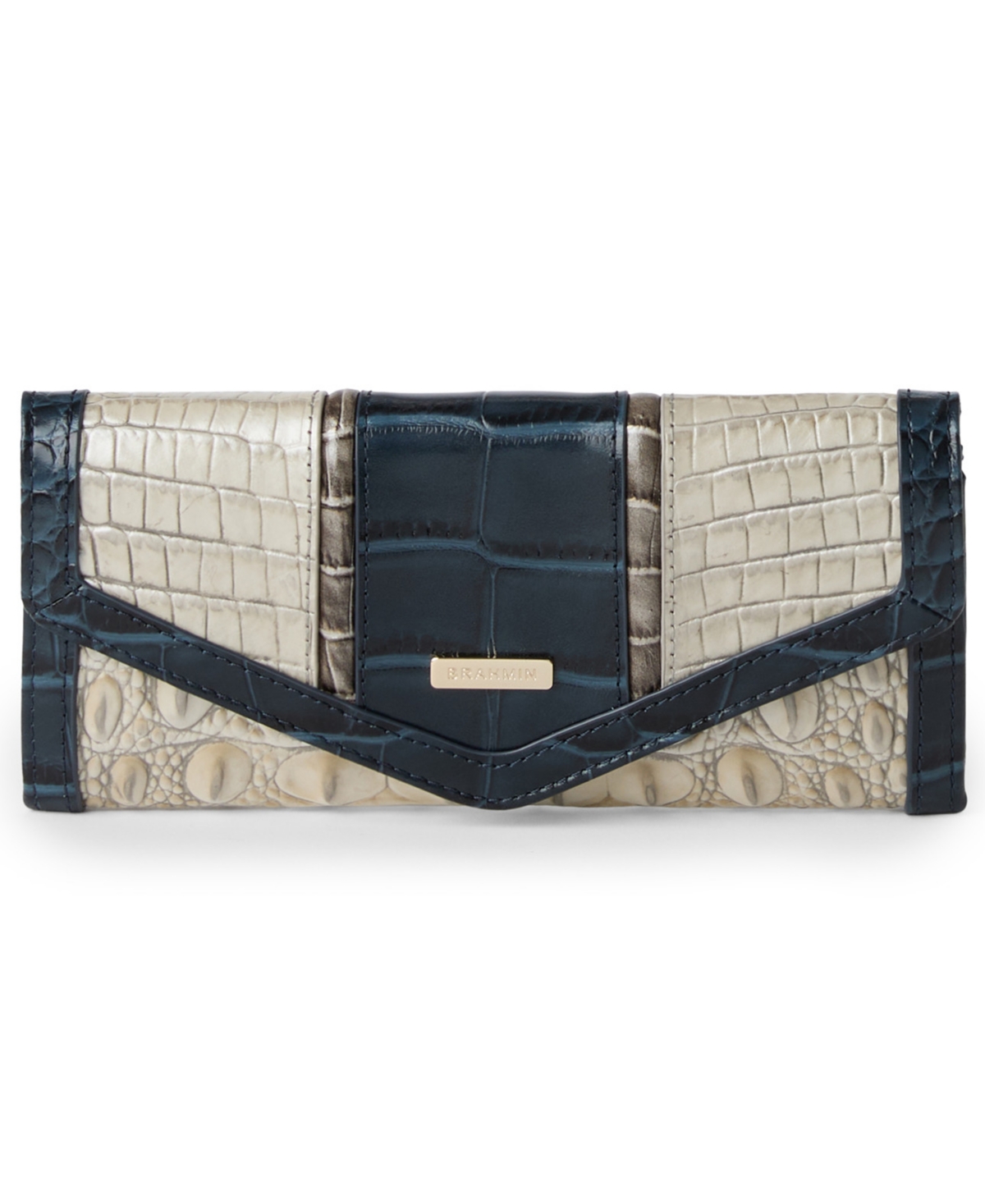 Brahmin Veronica Leather Trifold Wallet - Black/Ivory Multi