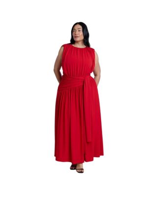Plus Size Drop Waist Tie Detail Maxi Dress
