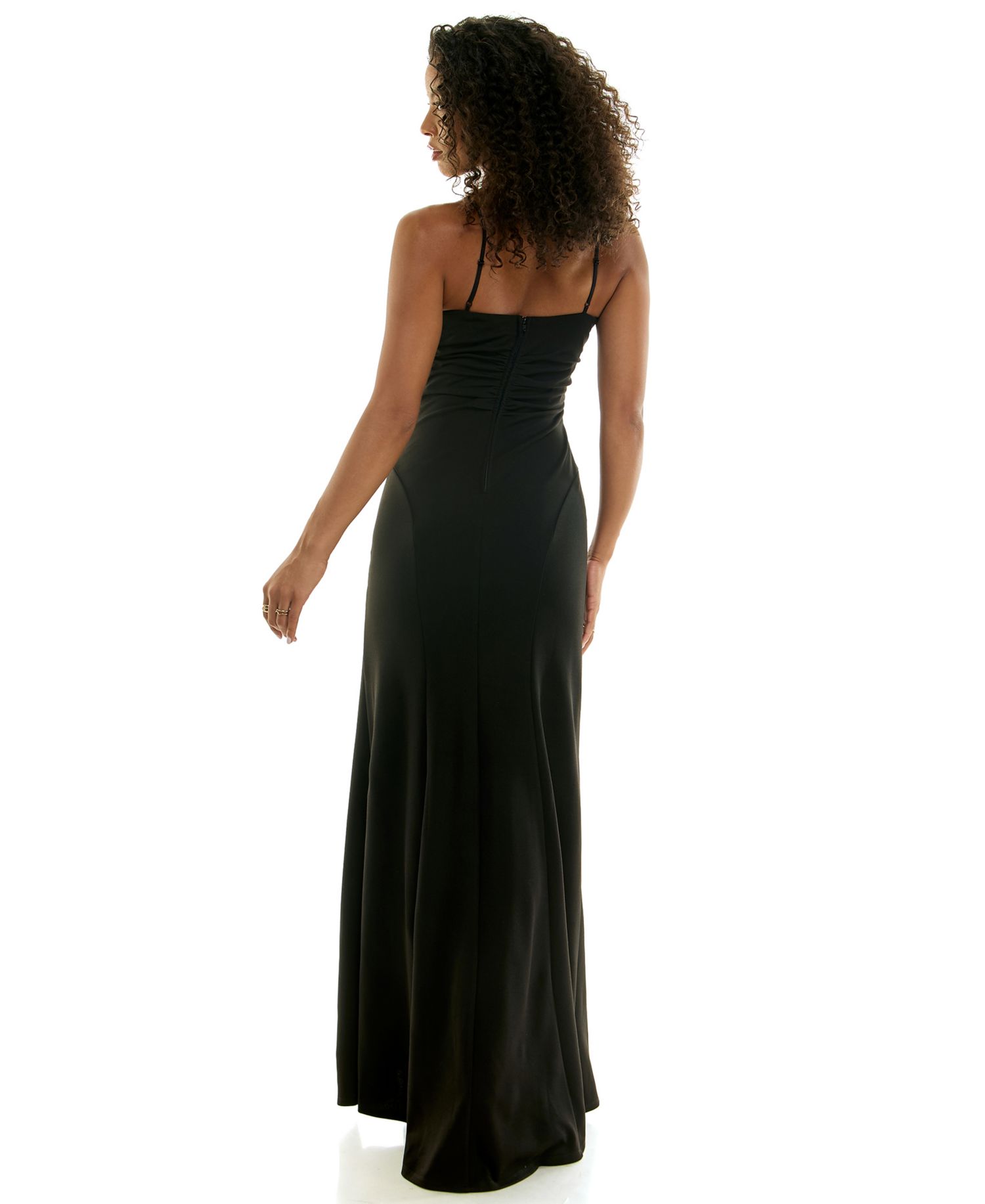 Women's Embroidered Scuba Bodycon Sweetheart Side-Slit Gown