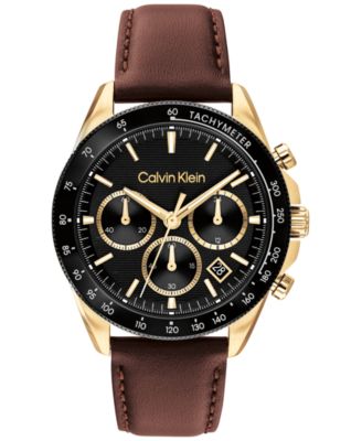 Men's Quartz Chronograph Sport Leather Watch, 40mm