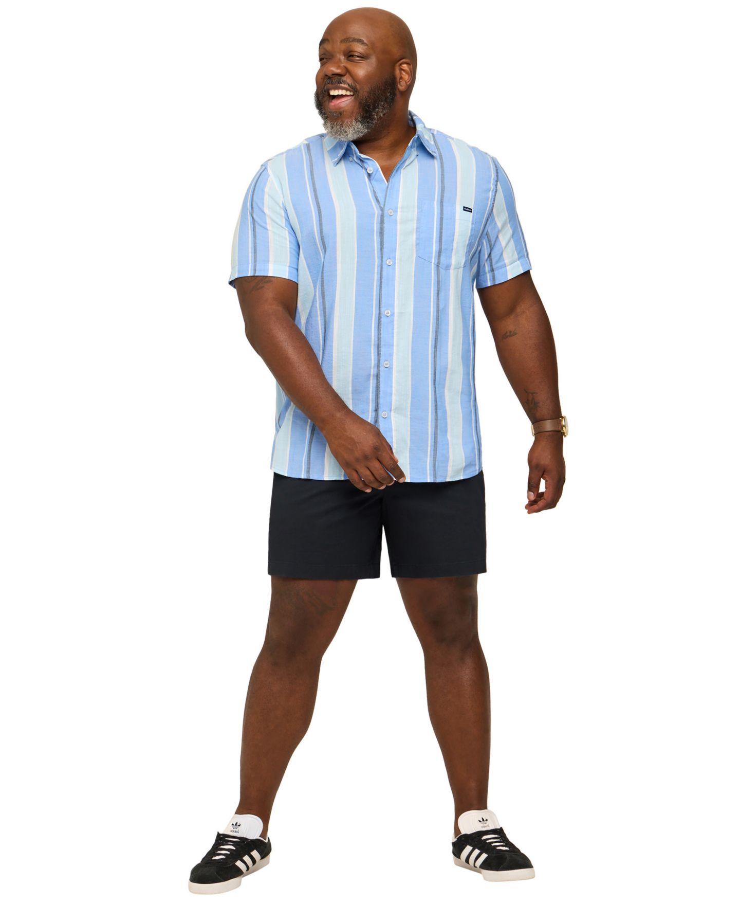 Мужская рубашка Chubbies Big & Tall The Barnwood Short-Sleeve Striped Classic-Fit, цвет: Яркий синий — фото 2