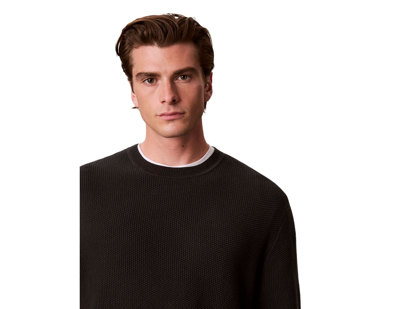Мужской свитер Calvin Klein Textured Cotton Crewneck, цвет: Чёрный — фото 4