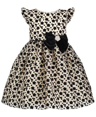Baby Girls' Flocked Floral Fit-and-Flare Cap Sleeve Dress
