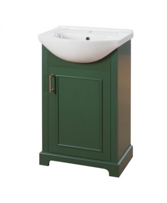 20 Inch Bathroom Vanity with Ceramic Sink French Style Freestanding Soft Closing Door Bulged Ceramic Basin
