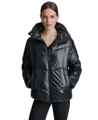 Women's Water-Resistant Quilted Puffer Jacket with Oversized Collar