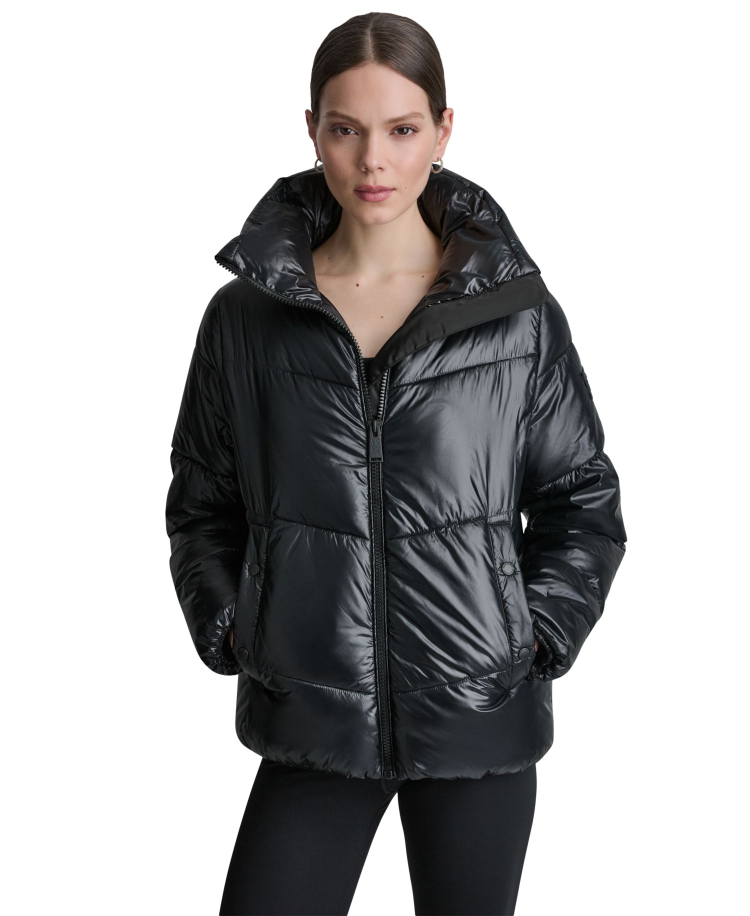 Women's Water-Resistant Quilted Puffer Jacket with Oversized Collar