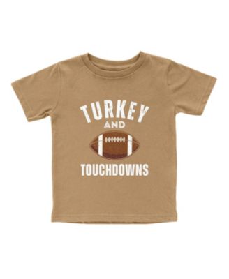 Little Boys 5 to 8 Turkey and Touchdowns Thanksgiving Short Sleeve T-Shirt