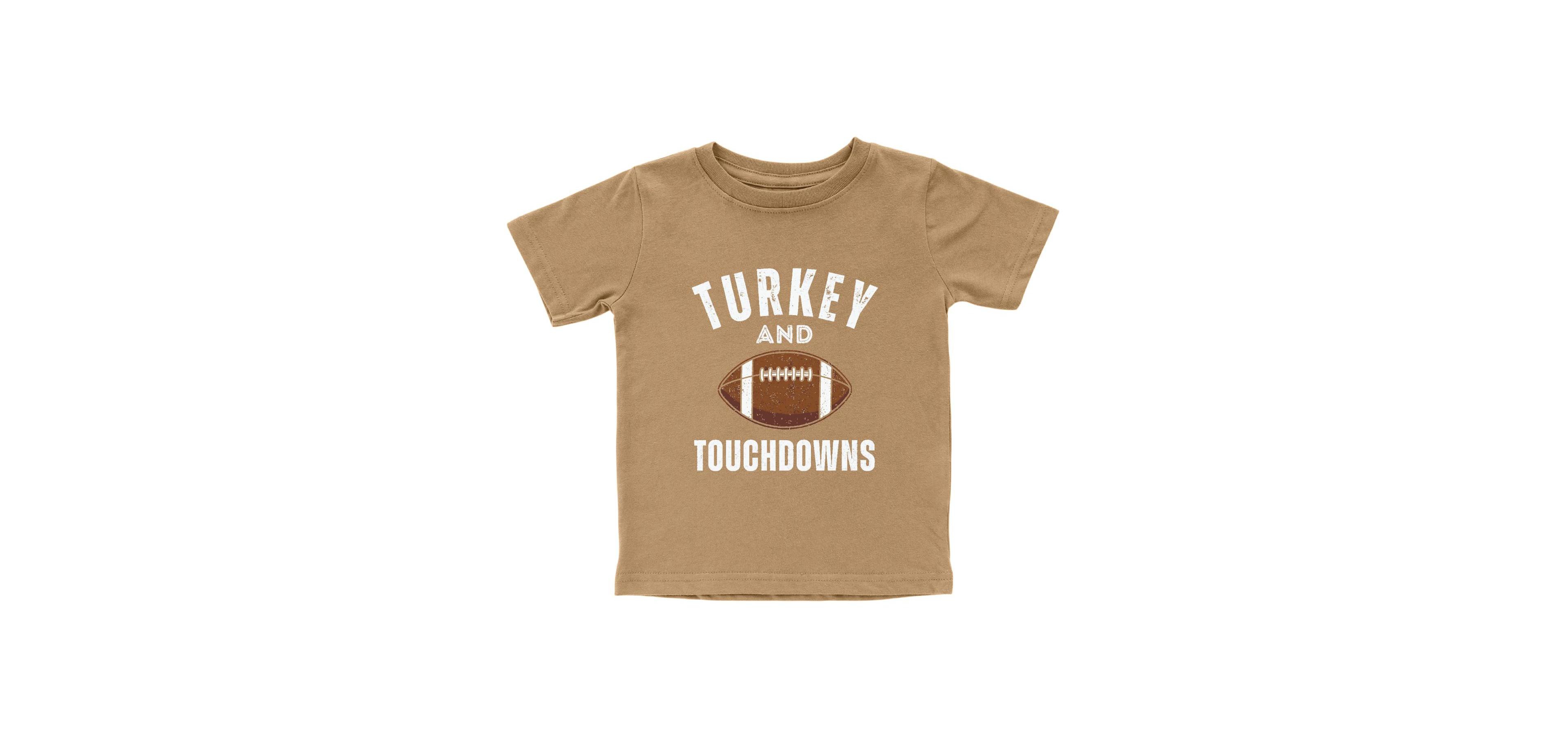 Sweet Wink Little Boys 5 to 8 Turkey and Touchdowns Thanksgiving Short Sleeve T-Shirt