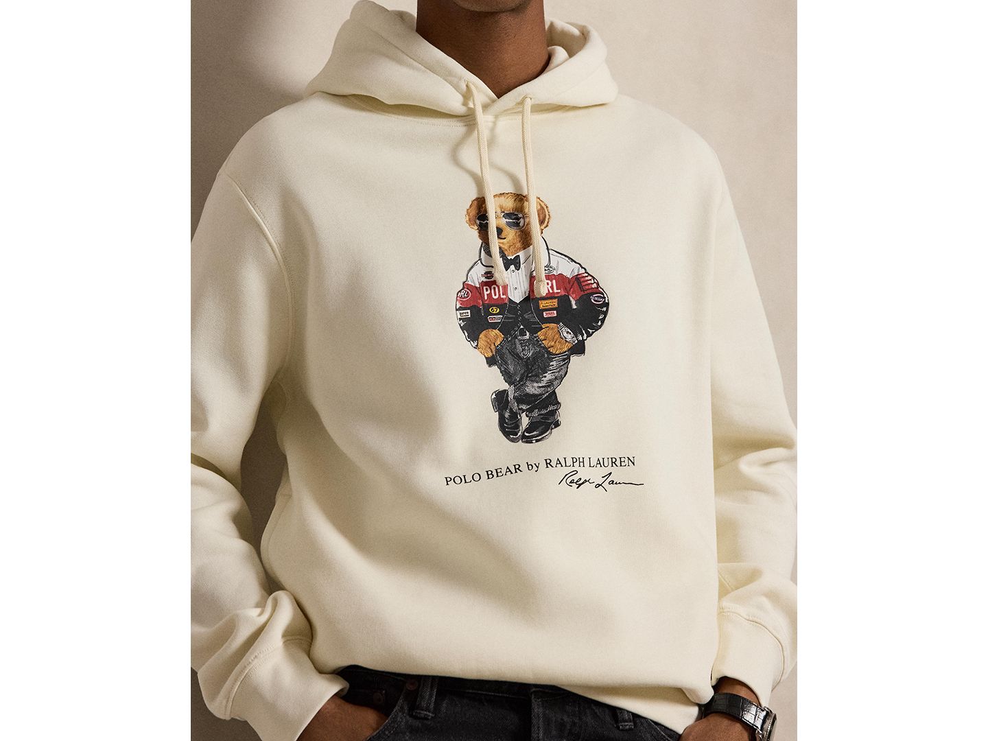 Мужское худи Polo Ralph Lauren Polo Bear Long-Sleeve Graphic, цвет: Кремовый — фото 4