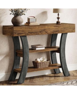 41 Rustic Console Table with 3 Tiers and Curved Frame