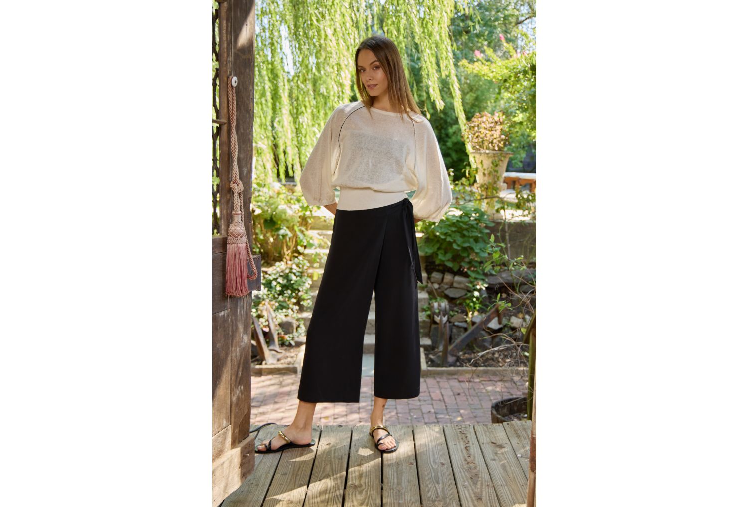 Women's Anabela Oversized Lightweight Raglan Long-Sleeve Linen-Cotton-Blend Sweater