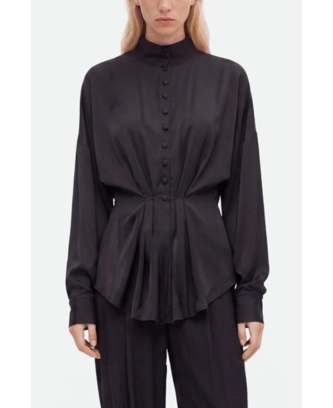Женская блузка NOCTURNE Long-Sleeve Button-Up Tie-Detail, цвет: Чёрный